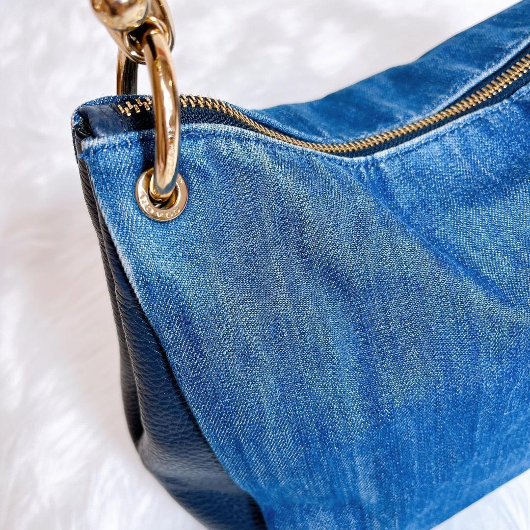 コーチ ショルダーバッグ　ハンドバッグ　2way デニム　レザー F66964