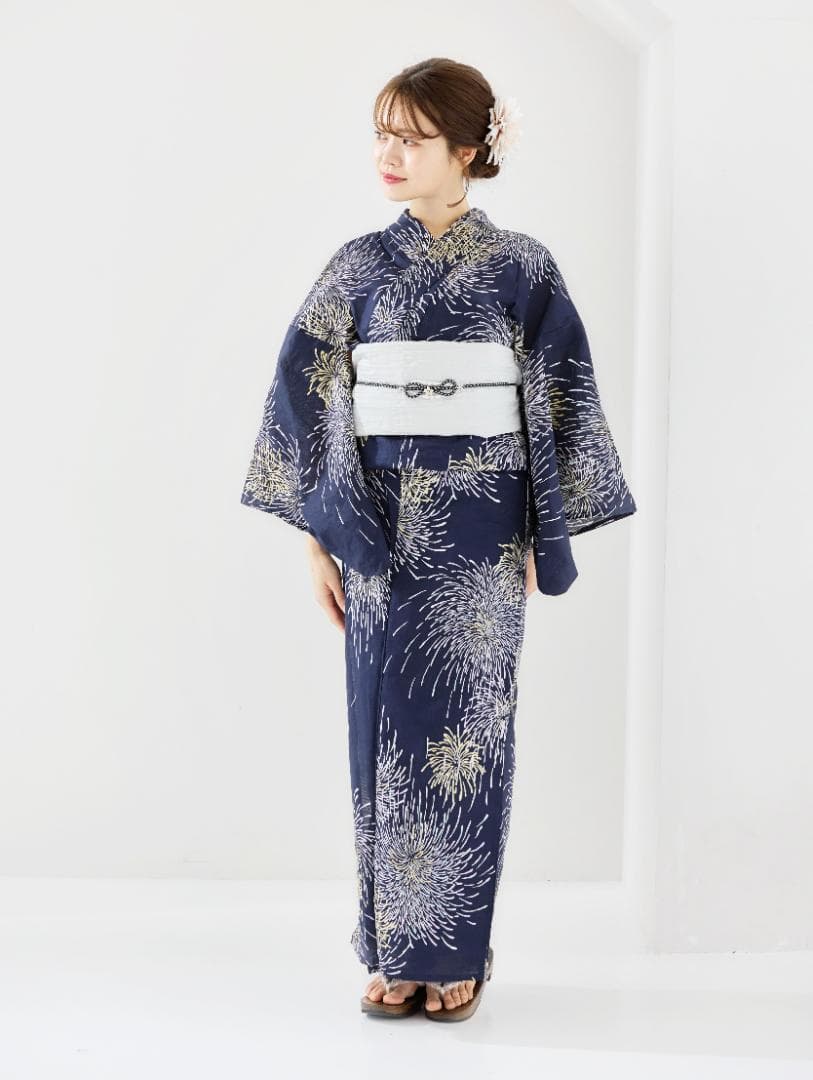 新品 浴衣 セット 浴衣セット ゆかた 大人 レディース 紺 花火 Y4-31