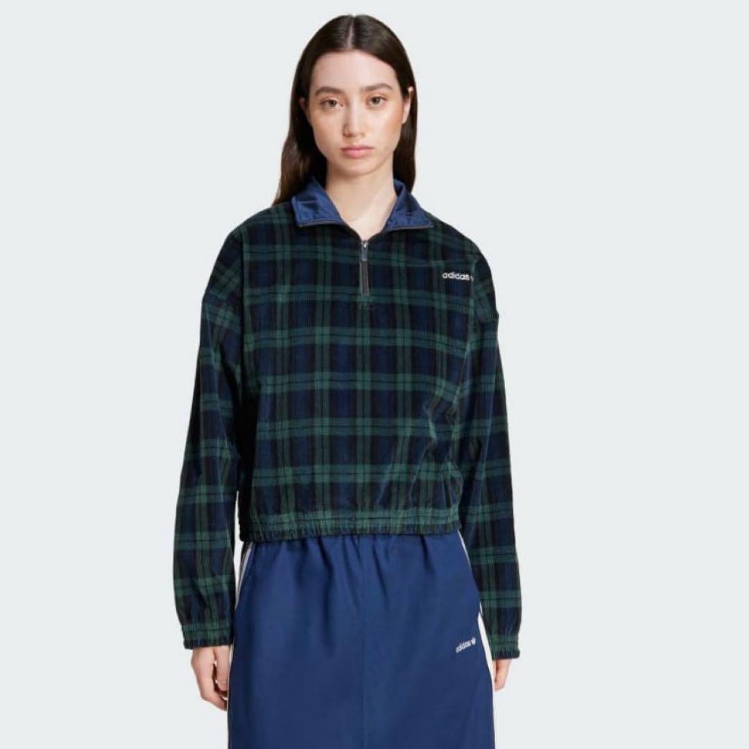 IX1054 コーデュロイ タータン ハーフジップトップ