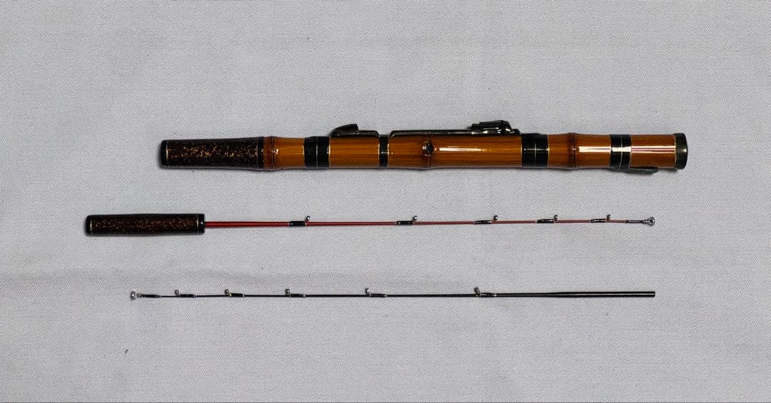 品川和竿やす作のワカサギ竿 グラス穂先リール仕様