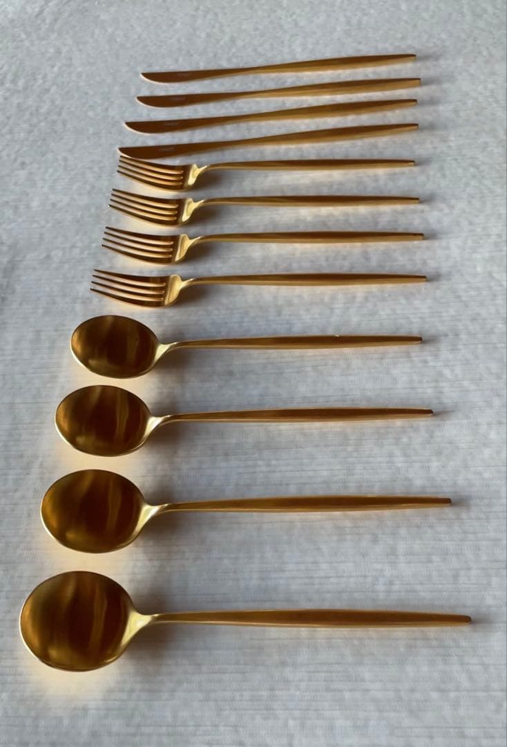 クチポール　ムーンマットゴールド　ディナースプーン・フォーク・ナイフ×4セット