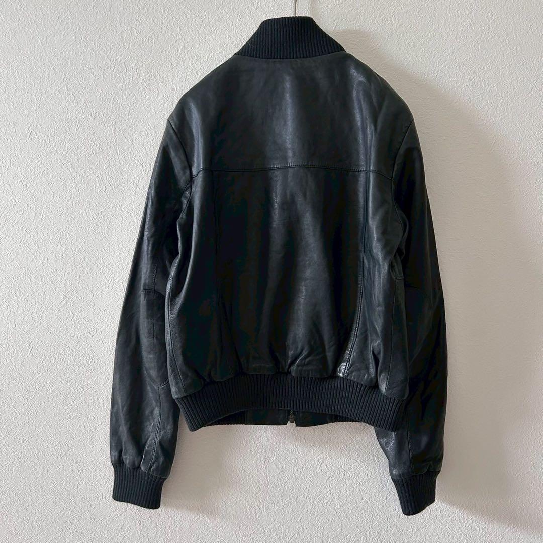 良品【バナナリパブリック】羊革レザージャケット シングルライダース ブルゾン S