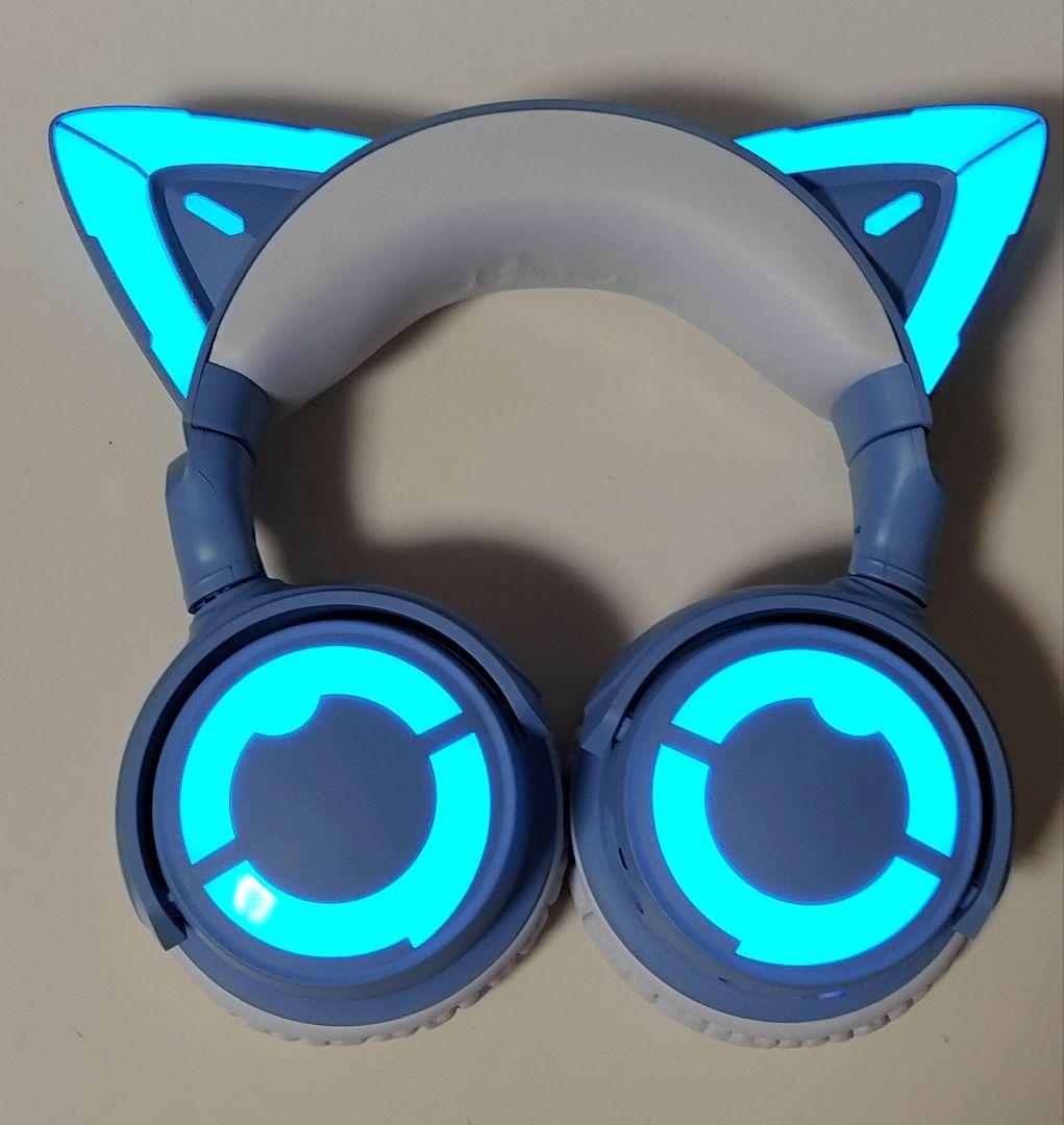 YOWU RGB 猫耳ヘッドホン　カラー 水色