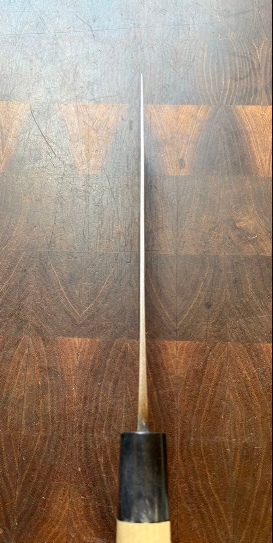 本家　稲葉屋　ダマスカス　墨流し　菜切　165mm 包丁　和包丁　白鋼　水牛朴柄