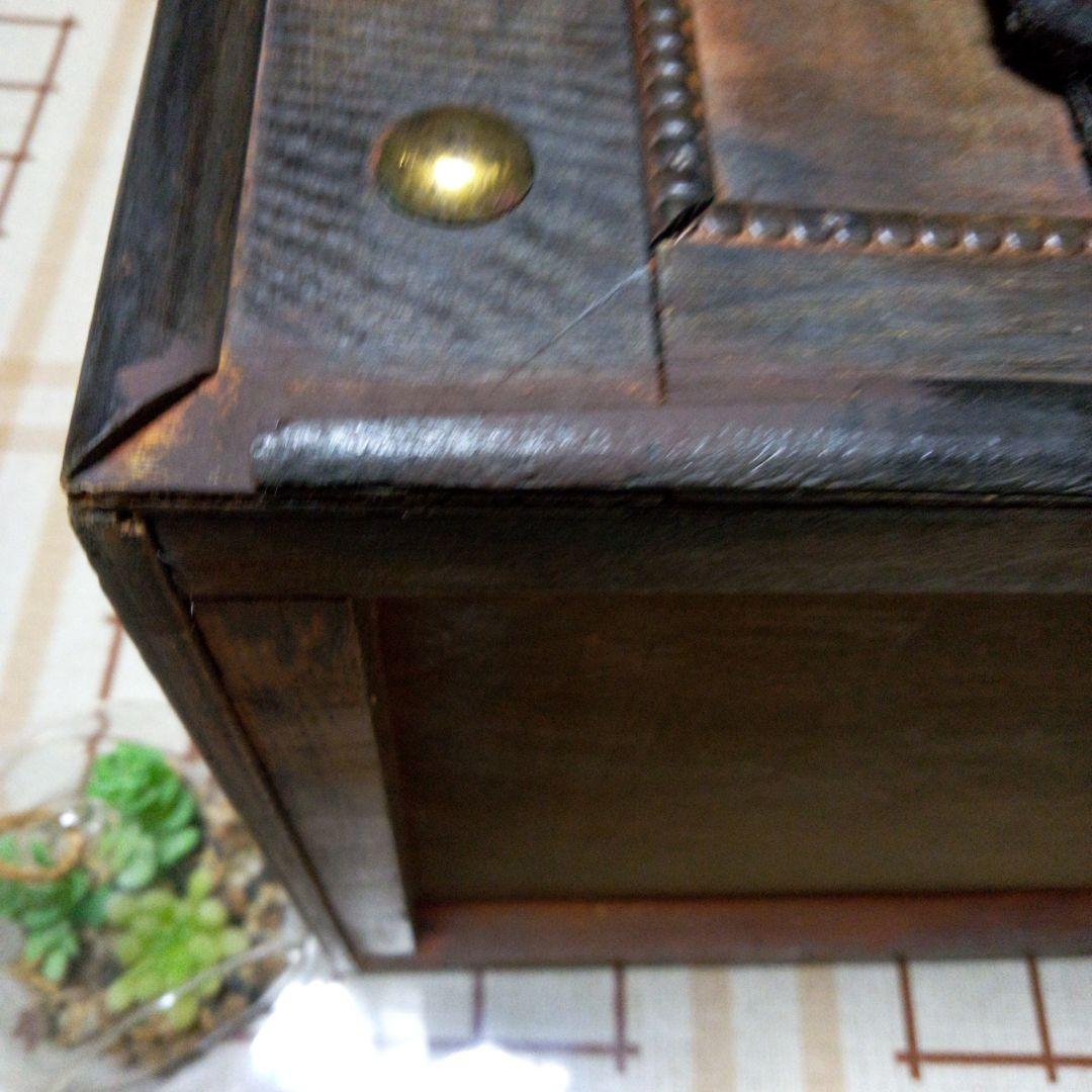 昭和レトロ　大型トランク型　収納木箱　花絵柄　インテリア