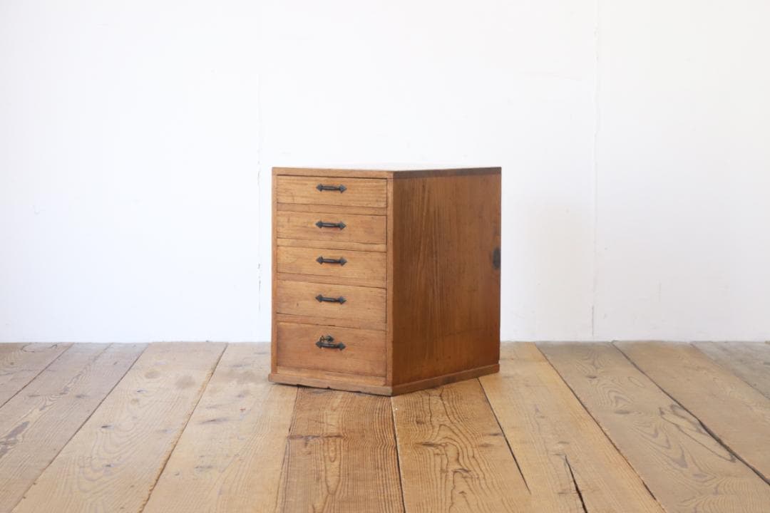 レトロ 卓上 大きめ 小引き出し 抽斗 5杯 収納 小物入れ レターケース A4