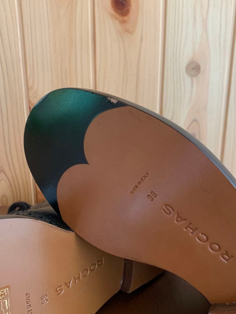 ROCHASロシャス　ショートブーツ　39 24.5 編みあげ 黒　おしゃれ