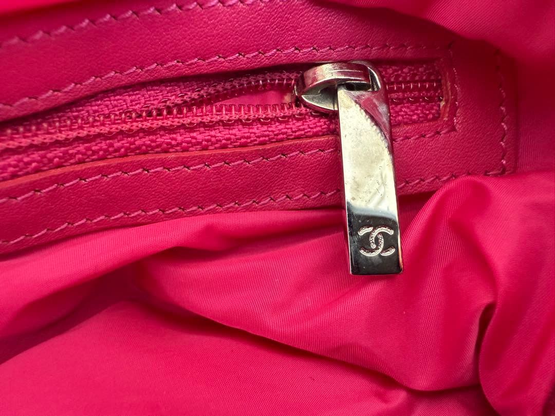 【希少/ピンク】CHANEL ナイロン マトラッセ チェーンショルダー シルバー