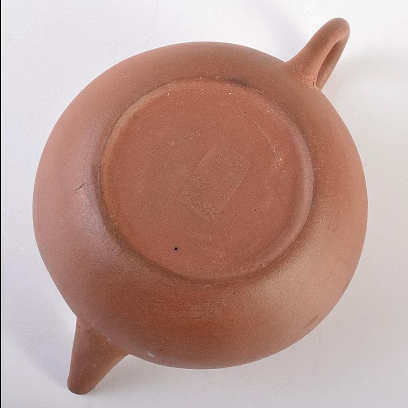 中国　花間伴咏月下侶吟　紫砂　朱泥　急須　茶壷　M　R7654