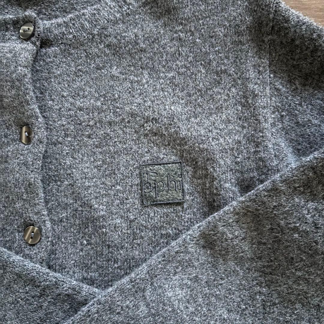 トップス eaphi compact logoknit cardigan gray