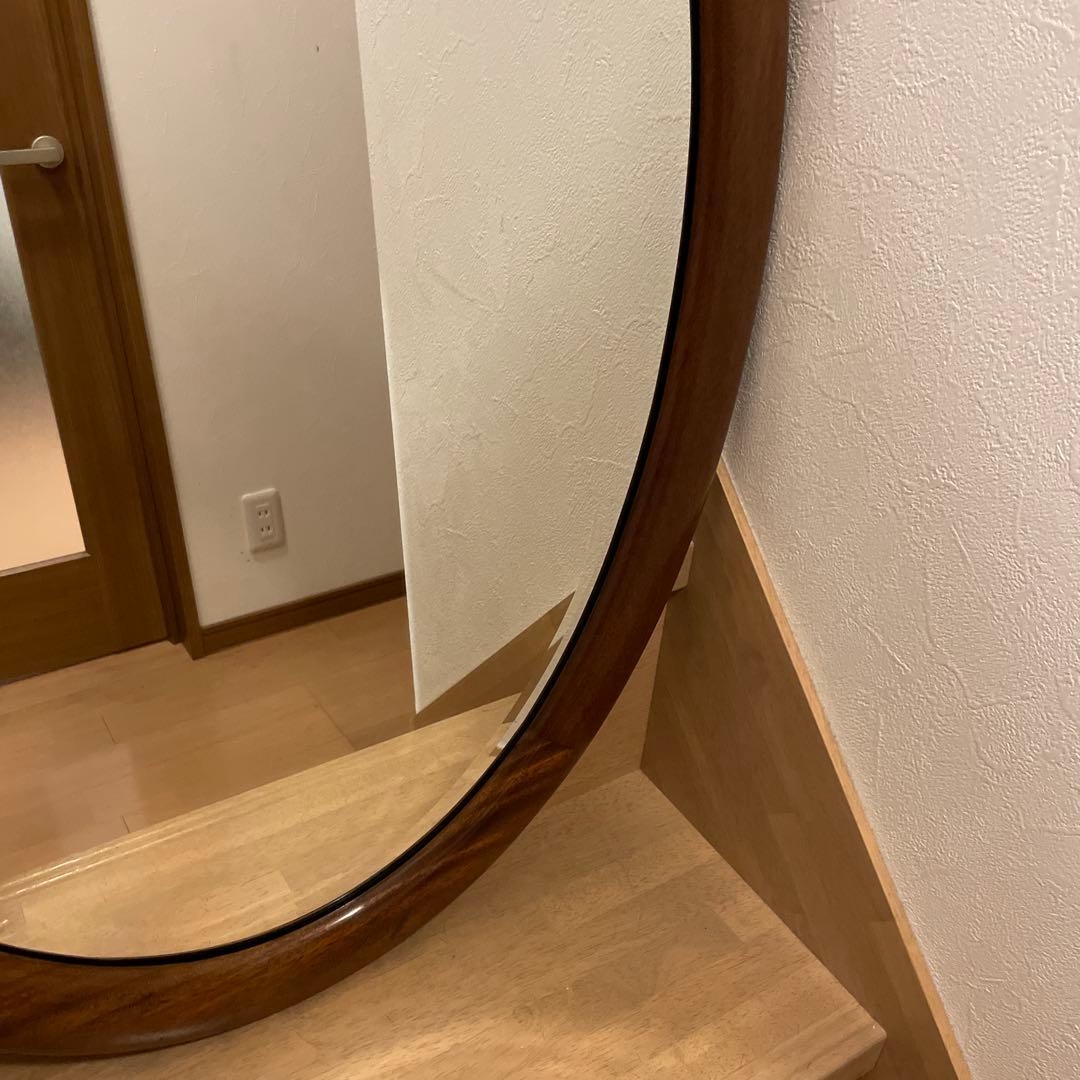 アンティーク　オーバル　壁掛けミラー　中サイズ