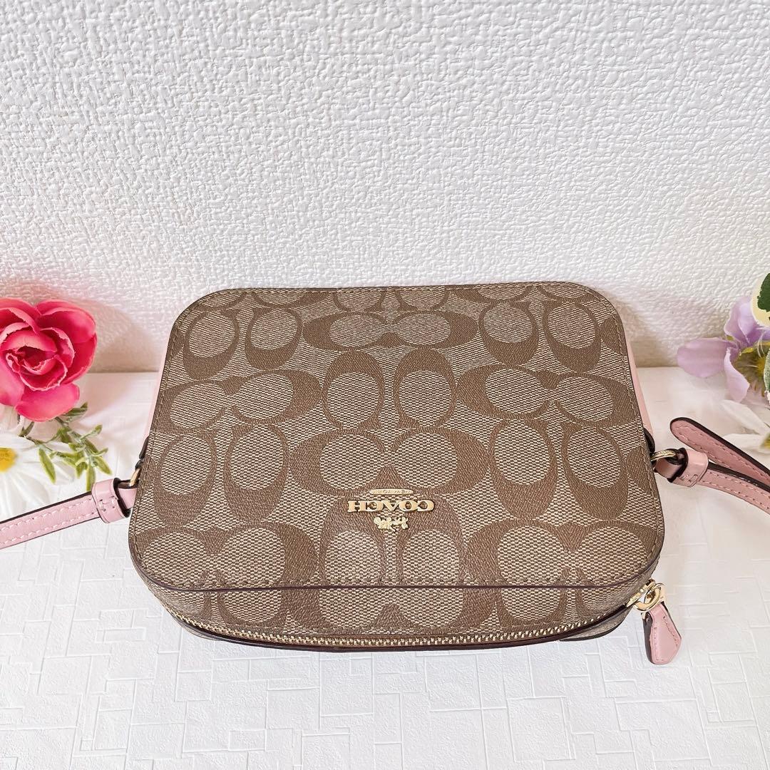 【極美品】COACH ショルダーバッグ ミニ カメラバッグ ブラウン系 ピンク