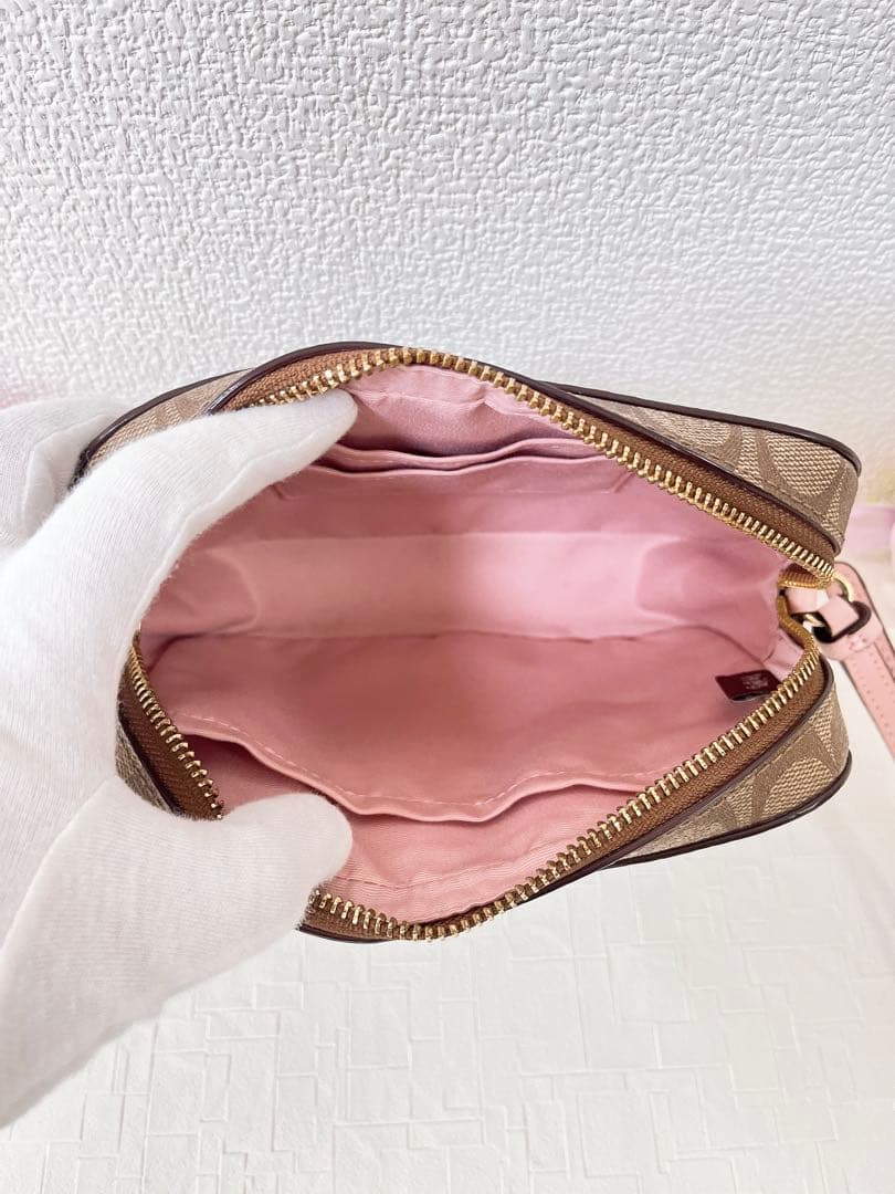 【極美品】COACH ショルダーバッグ ミニ カメラバッグ ブラウン系 ピンク