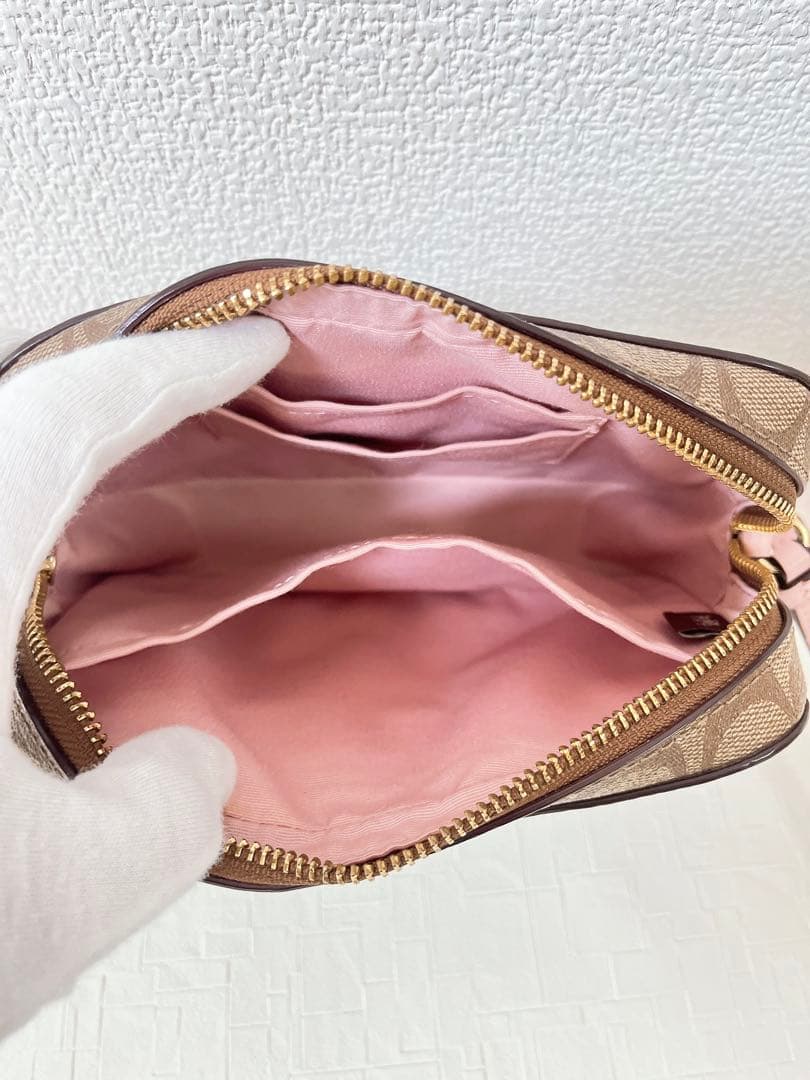 【極美品】COACH ショルダーバッグ ミニ カメラバッグ ブラウン系 ピンク