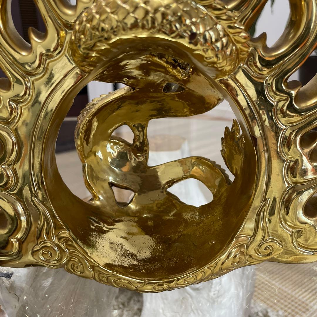 黄金炎龍神様【縁起物】　龍神様　金龍　竜　龍　置物　大金運