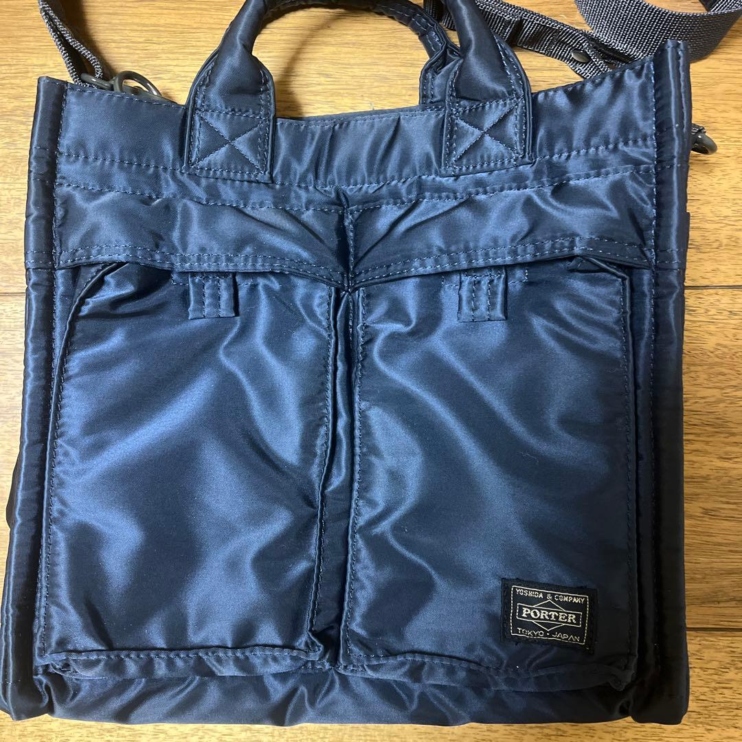 PORTER PXタンカー　スクエアトート、ショルダー アイアンブルー