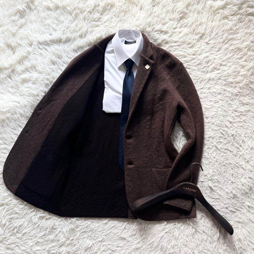 <美品>LARDINI カシミヤ100% ブラウン ジャケット サイズL
