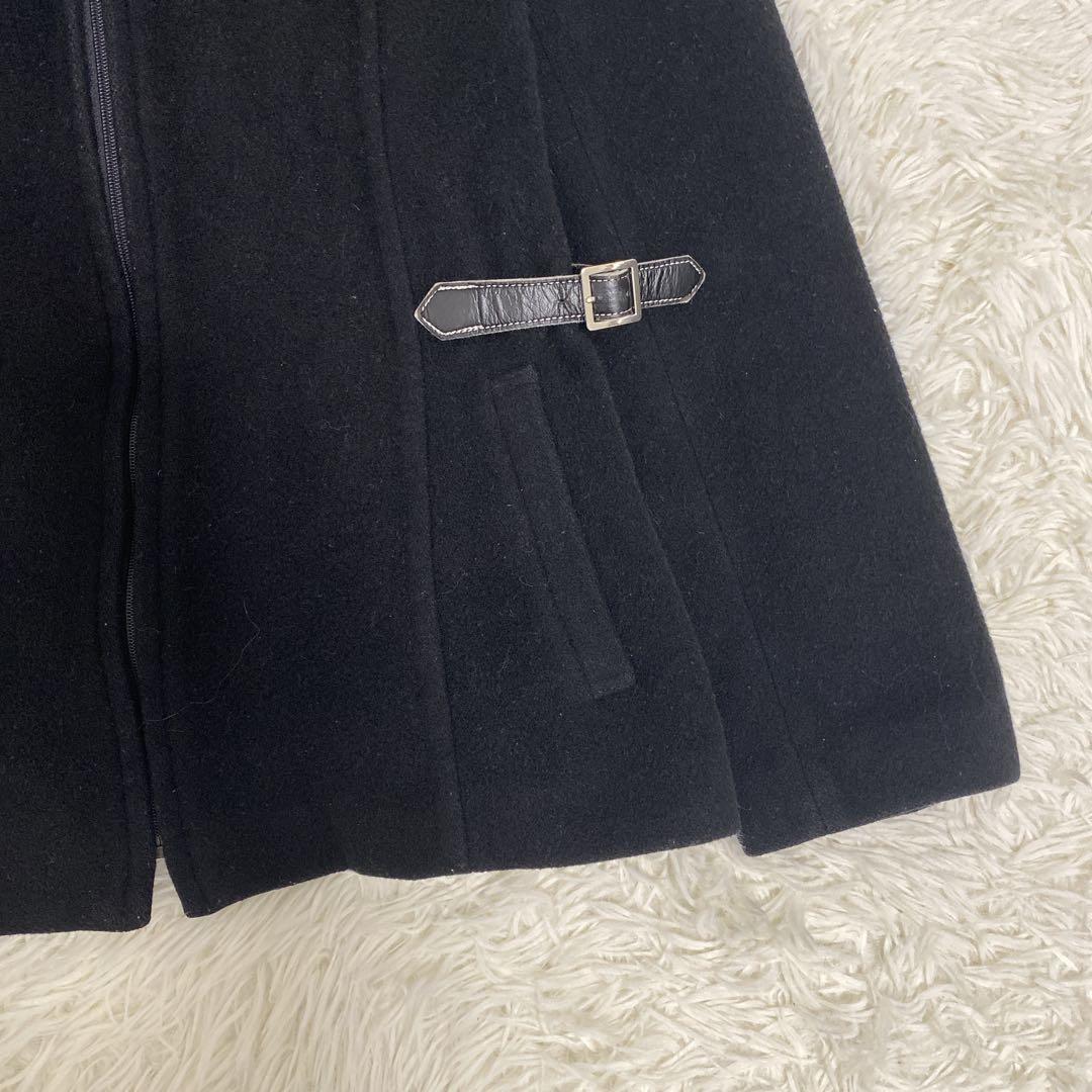 バーバリー フード付きウールコート ノバチェック柄 フルジップ 黒40