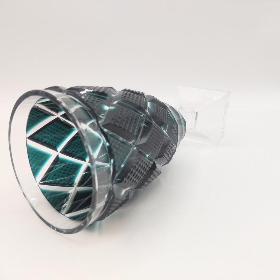 薩摩切子 脚付杯 色被せガラス 復元 尚古集成館監修 薩摩ガラス グリーン