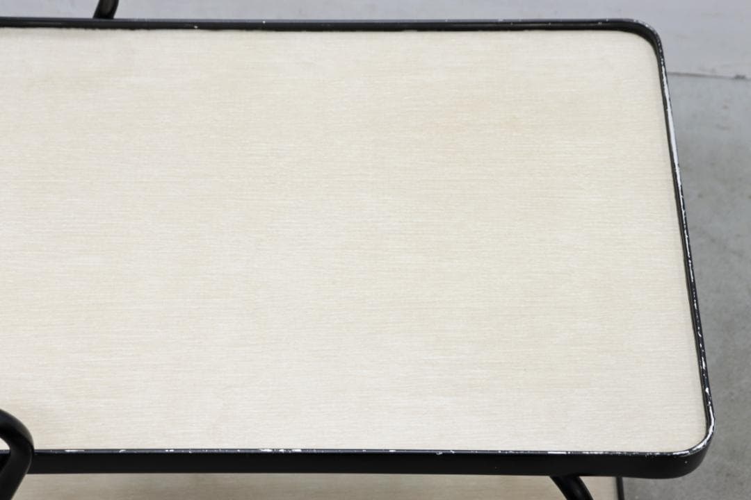 U.S. ヴィンテージ キッチン ワゴン トローリー シェルフ 化粧板 スチール