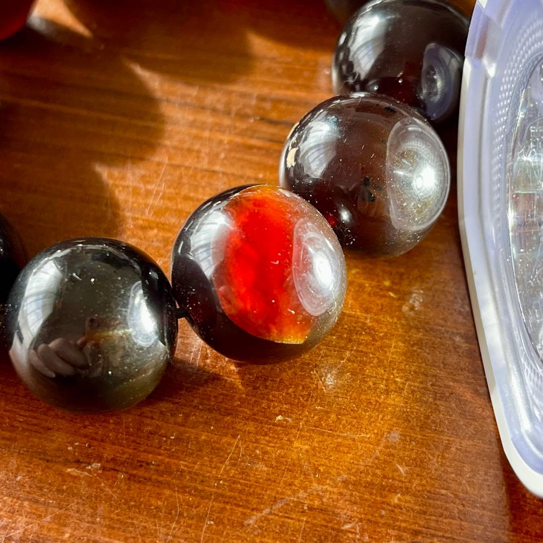 22mm 天然 琥珀 ブルー アンバー チェリー ブレスレット 高品質 アンバー