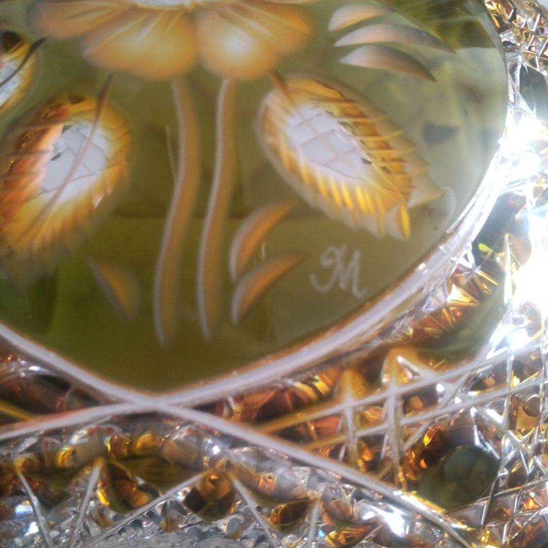 新春セール美品❗️箱付きマイセン クリスタル オリーブグリーン 花瓶 ボウル