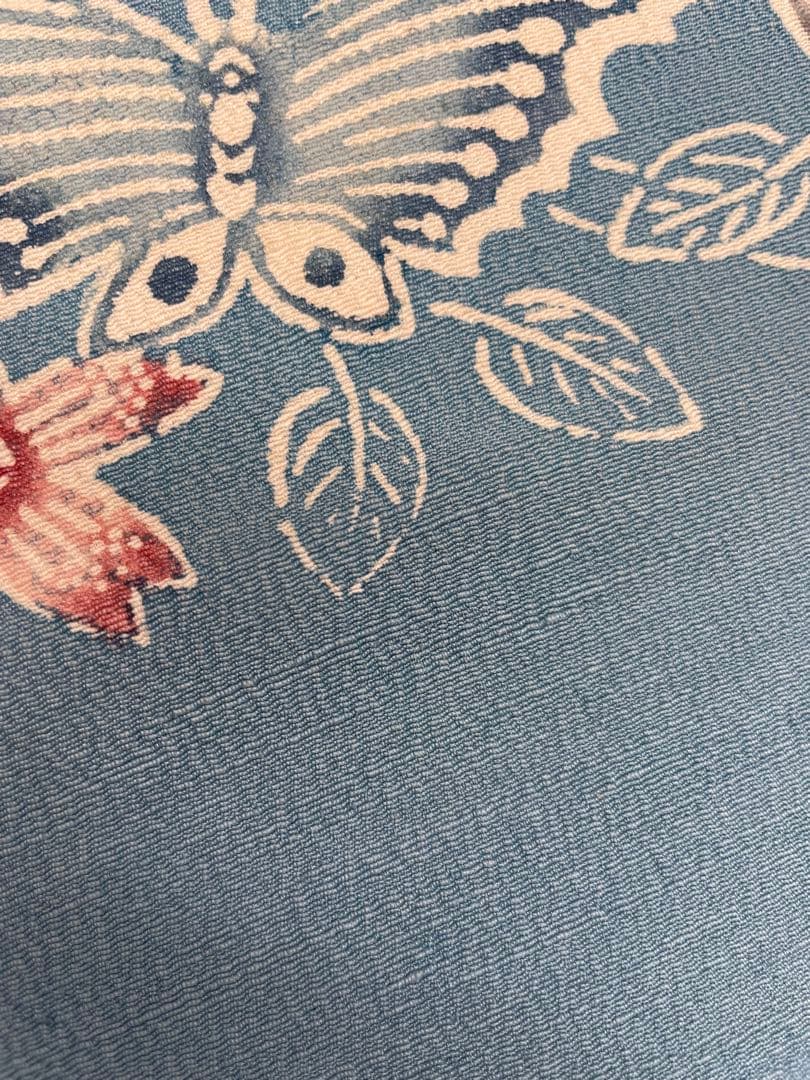 △名古屋帯 洒落帯　高級　正絹　△ 型染め　紅型　蝶　花柄　318