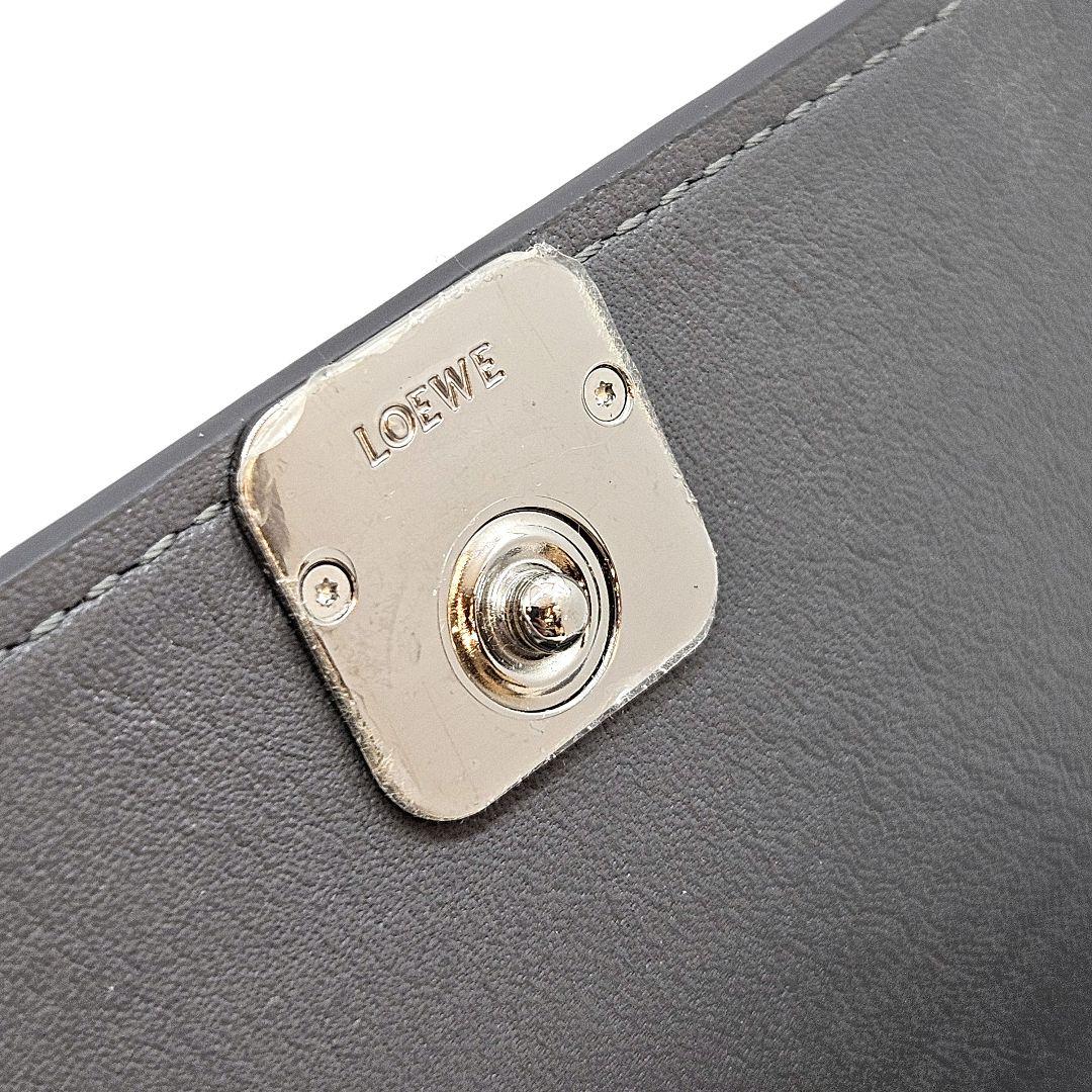 極美品 LOEWE ロエベ 名刺入れ カードケース アナグラム グレー レザー