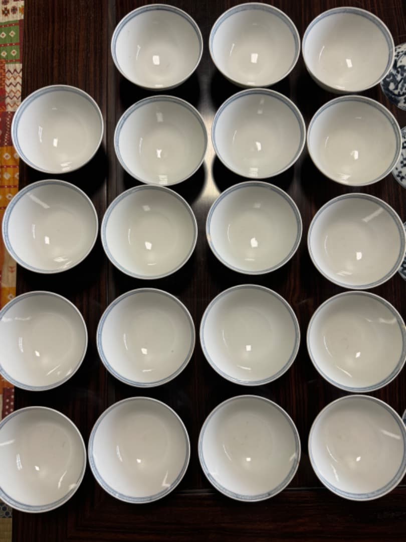 古伊万里 伊万里焼　染付総模様蓋付碗　19客　　江戸後期