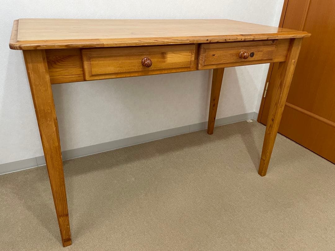 木製デスク（パイン材）　引き出し付き