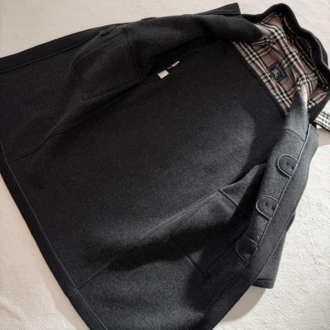 バーバリーズ　ダッフルコート　ロング丈　ノバチェック　ダークグレー　日本製　L