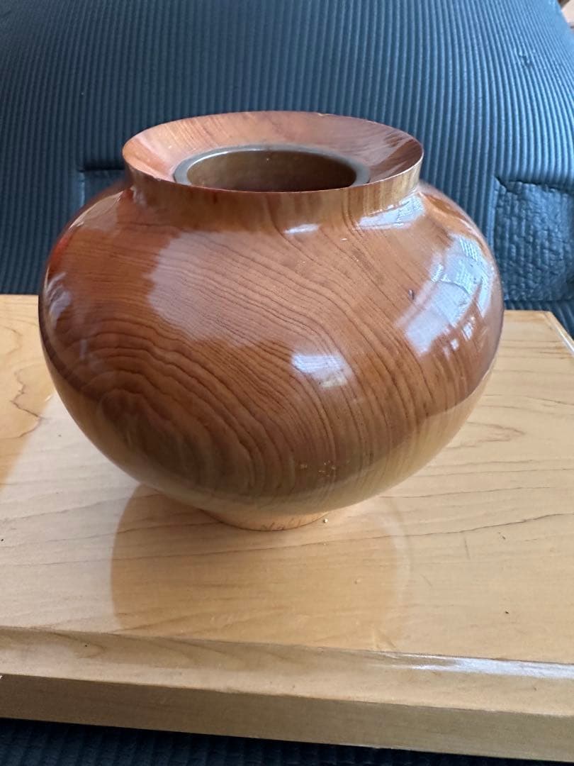 日本製　トレロ花器　壺　飾り台付き　天然木製　華道　茶道具