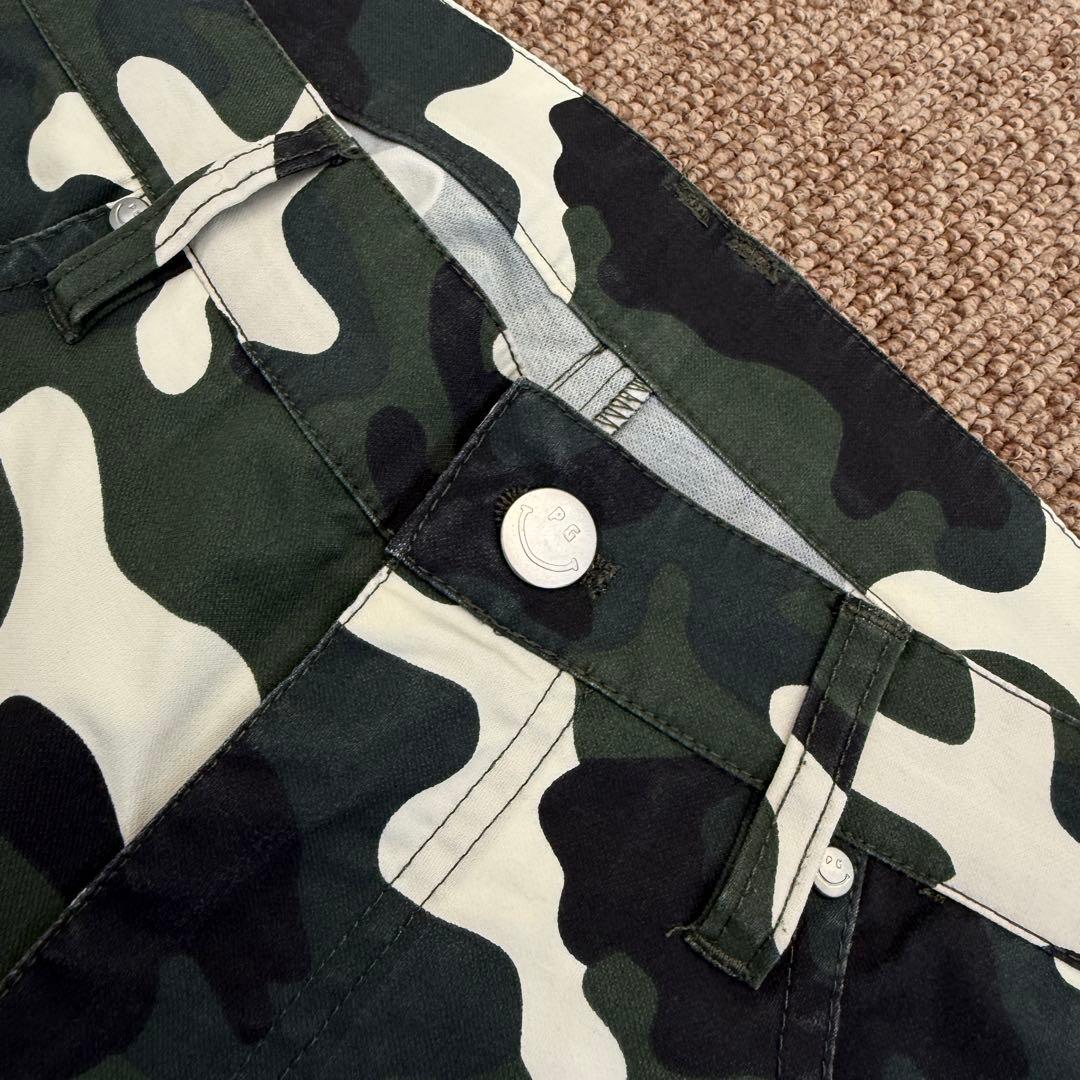 極美品　パーリーゲイツ　パンツ　迷彩　カモ柄　M〜L相当　アーミー　4 白　黒