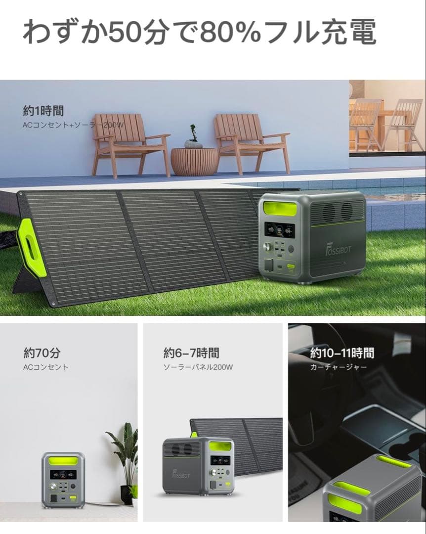 FOSSIBOT ポータブル電源 ソーラーパネルセット