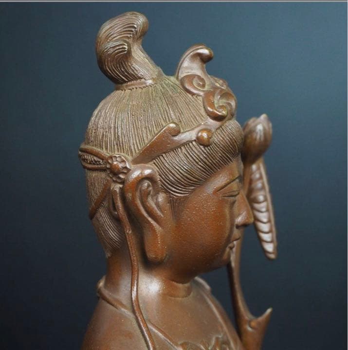 送料無料　高村光雲作　銅製聖観音之像　共箱　高さ38.5ｃｍ