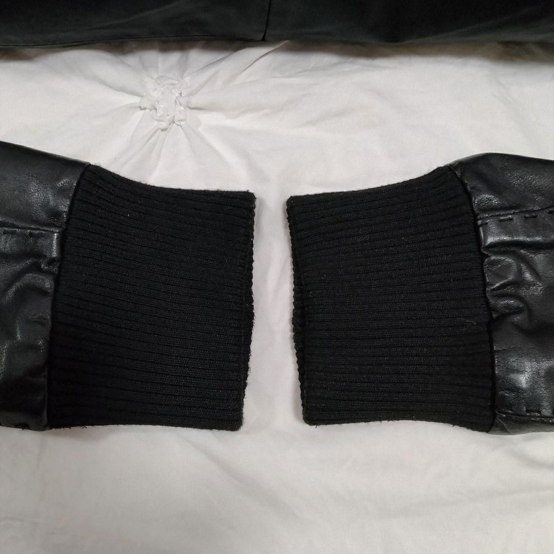 SHELLAC スリム 異素材切り替 ゴートレザー MA-1 ダブルジップ