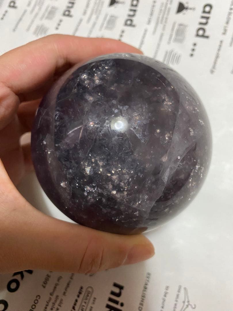 天然石　マイカインフローライト　スフィア　丸玉　大きめサイズ　フローライト　原石