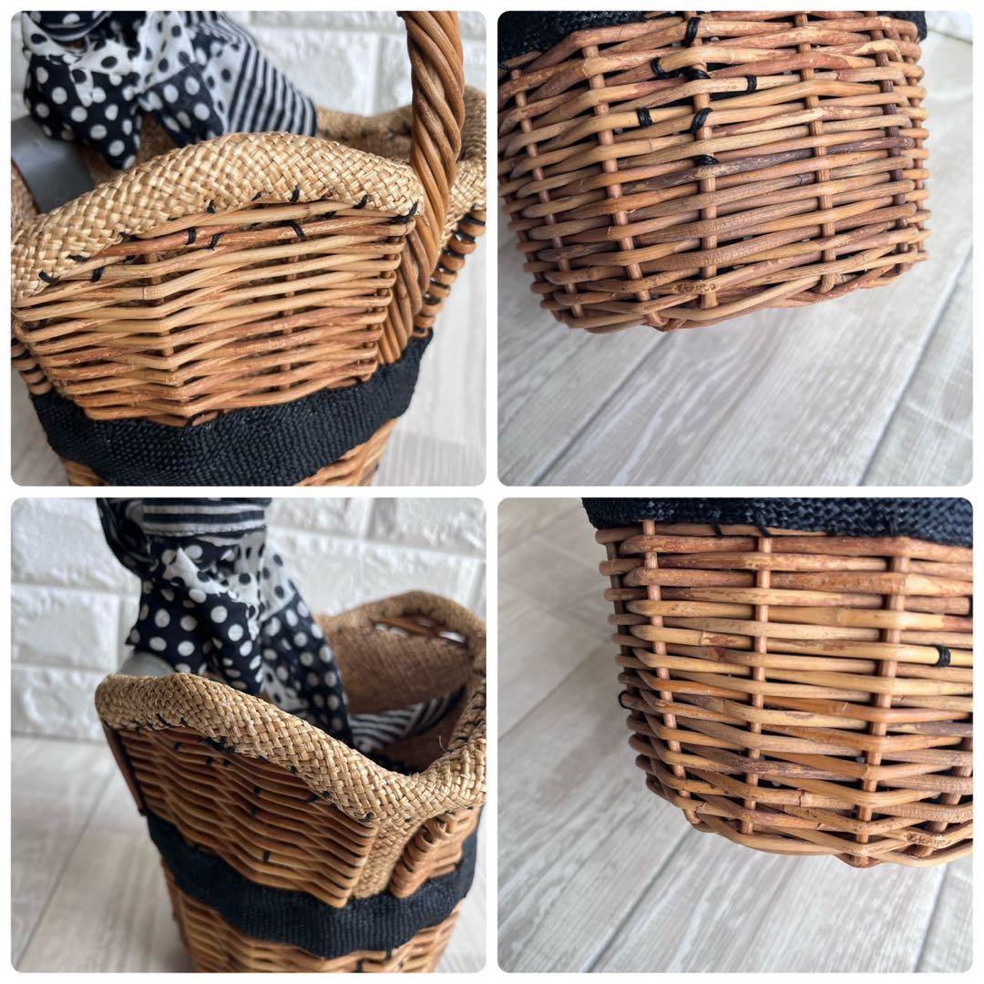 ebagos エバゴス ギンガムチェック カゴバッグ かぶせハンドル