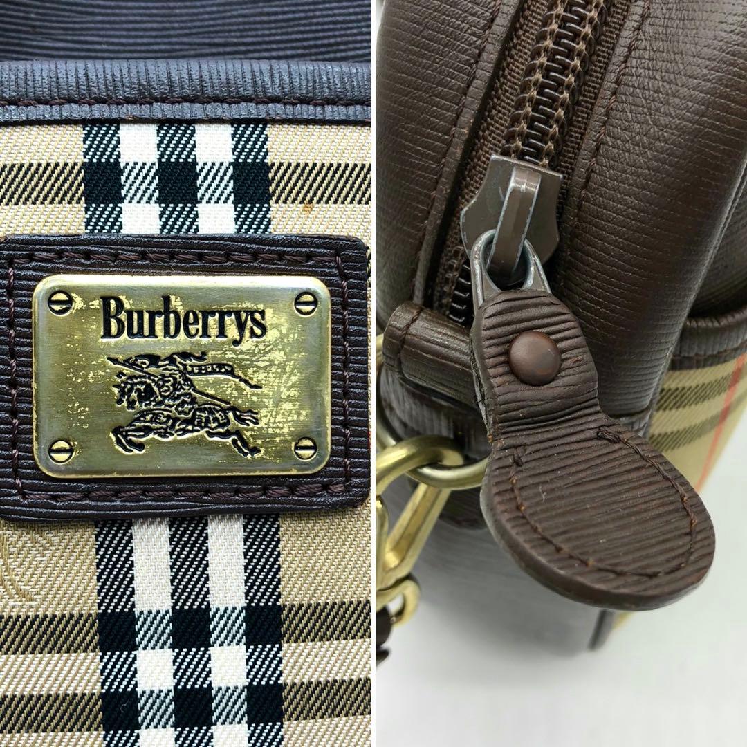 美品✨バーバリー ショルダーバッグ ノバチェック ホースロゴ キャンバス レザー