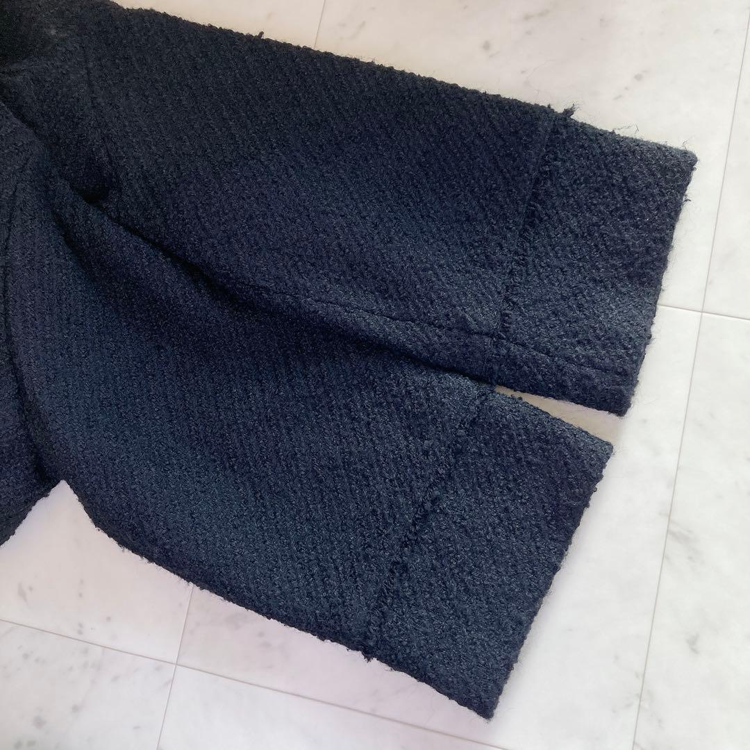 美品　ラウンジドレス　ノーカラー　ツイードジャケット　ブラック