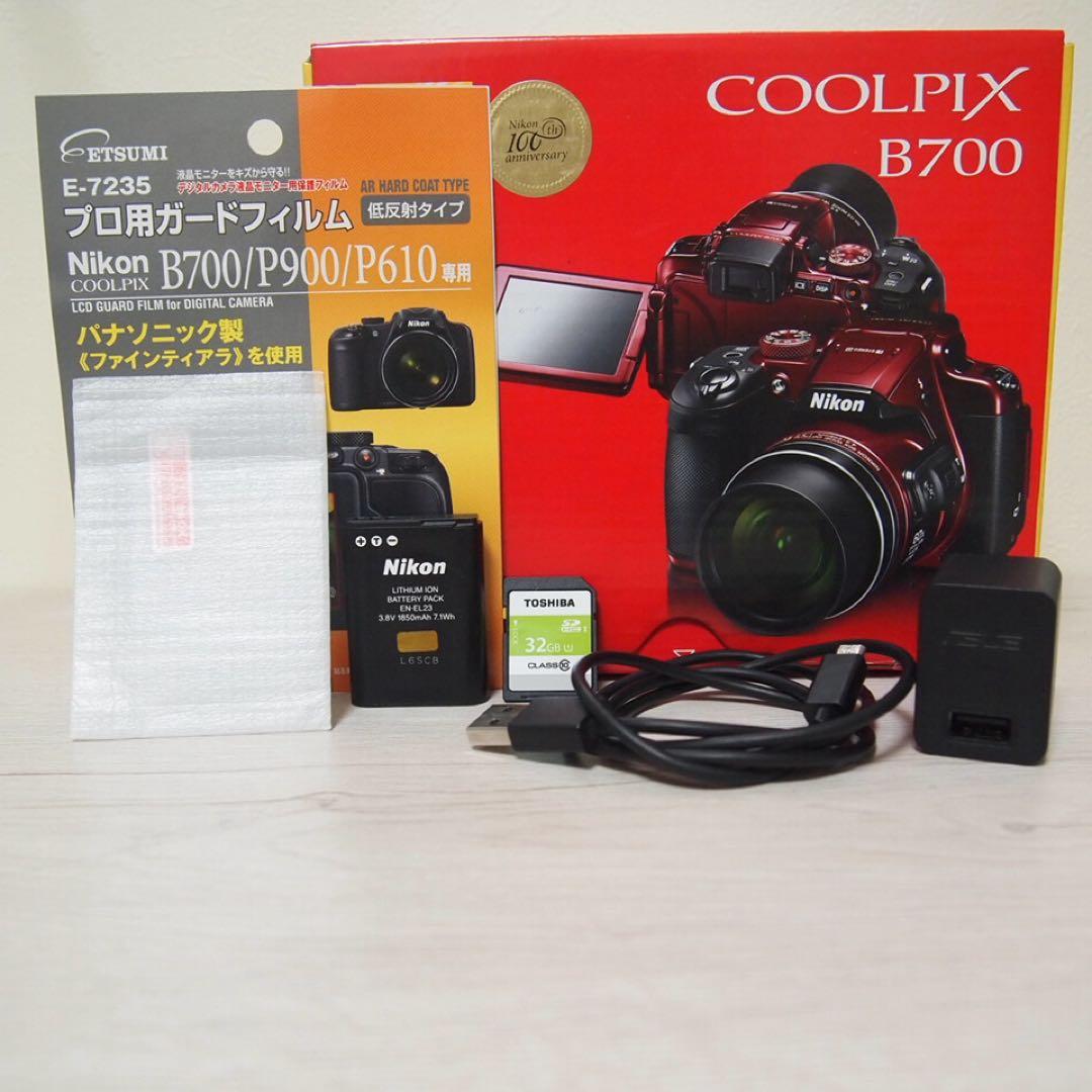 【動作確認済】Nikon COOLPIX B700 レッド ケース SDカード付