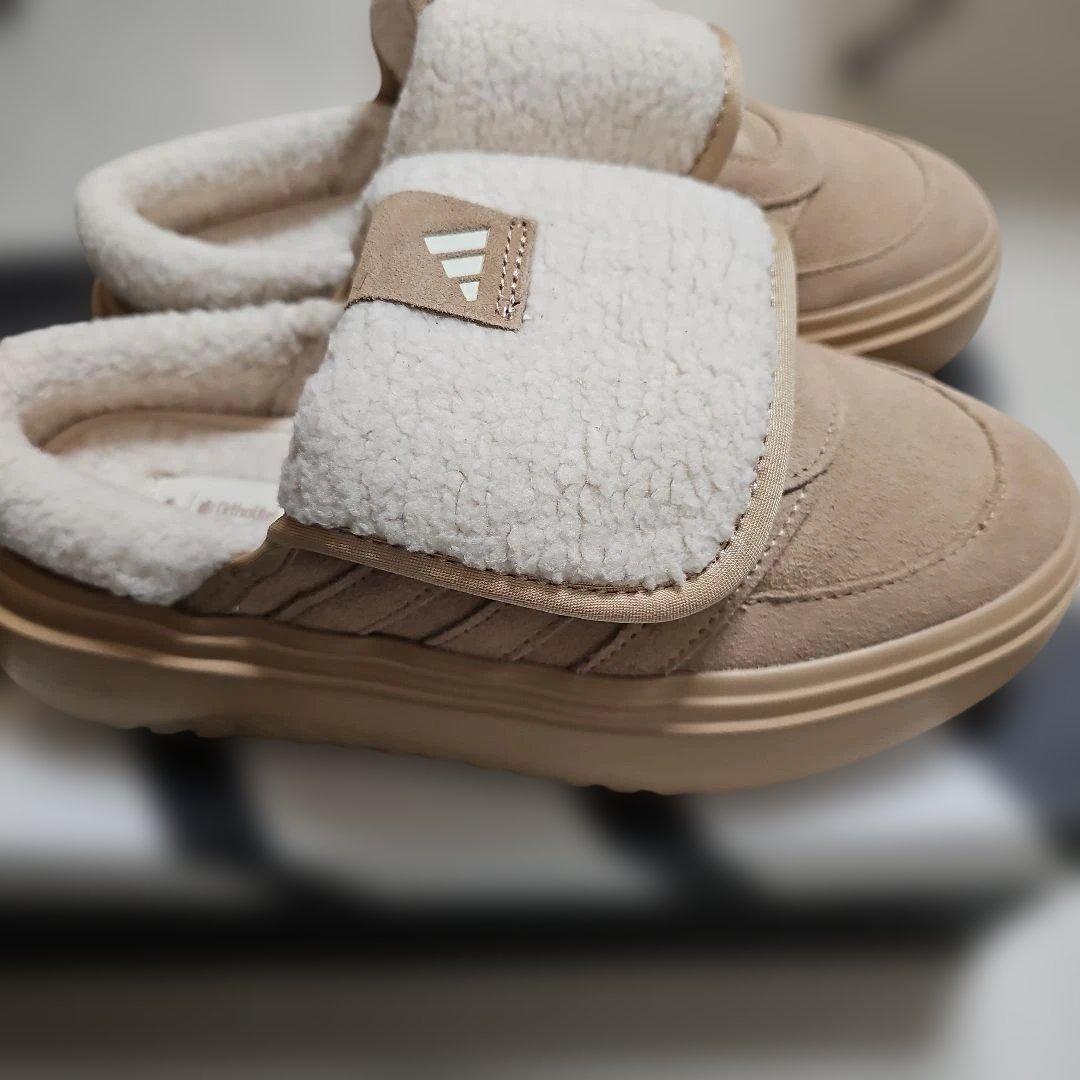 adidas★アディダス★24㎝★ボア付き★もふもふ★ブラウン★ミュール