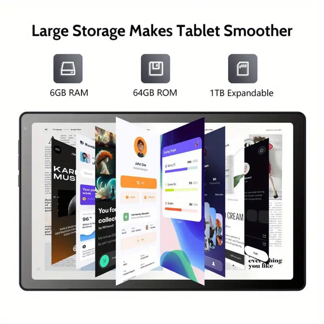 Android 14 タブレット オクタコア 10.4インチ 64GB ブラック