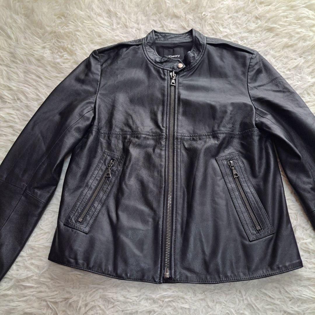 【極美品】【Theory】現行タグ　ラムレザーシングルライダースレザージャケット