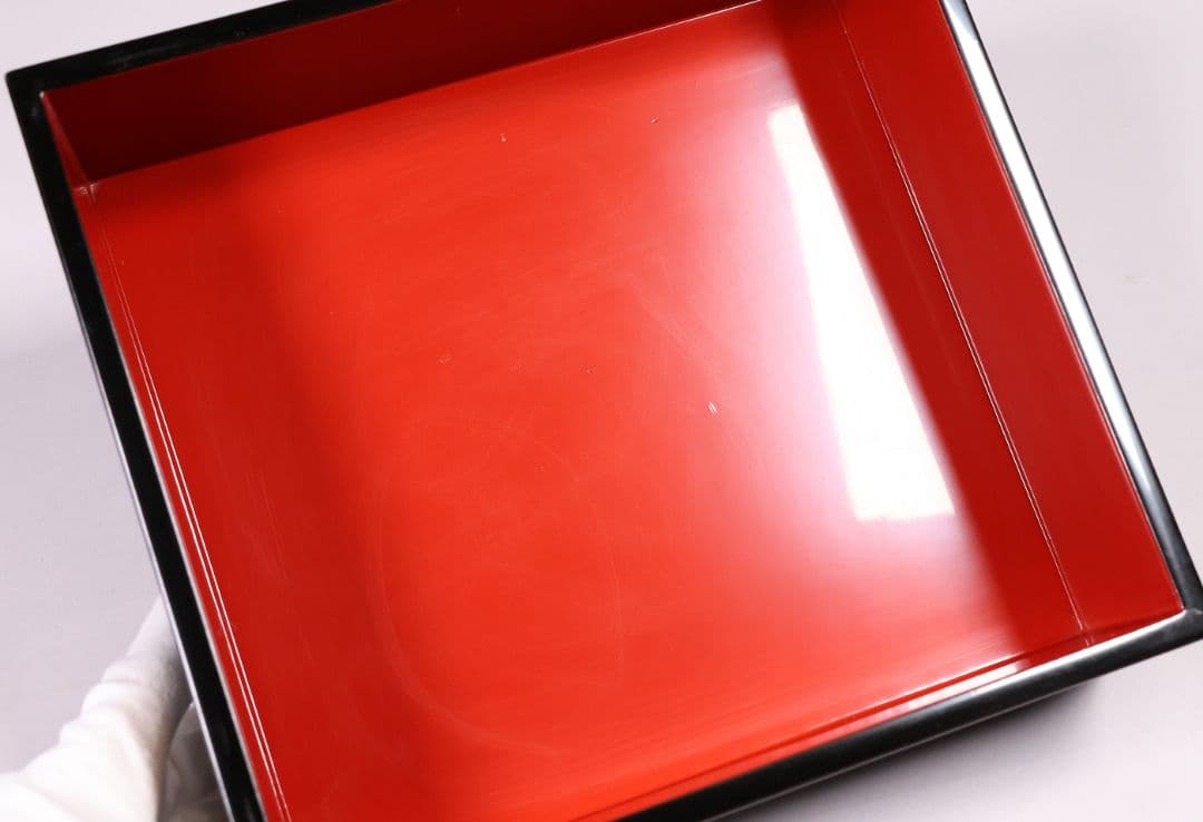 輪島塗 沈金 菊花 五段重箱 蓋2枚 黒塗 内朱塗 木製漆器 漆芸【MB56】