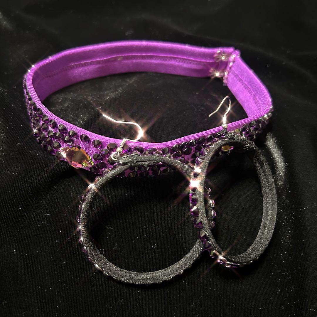 社交ダンス ドレス★シーズ ラテンドレス★ブラック&パープル★サイズM★新品