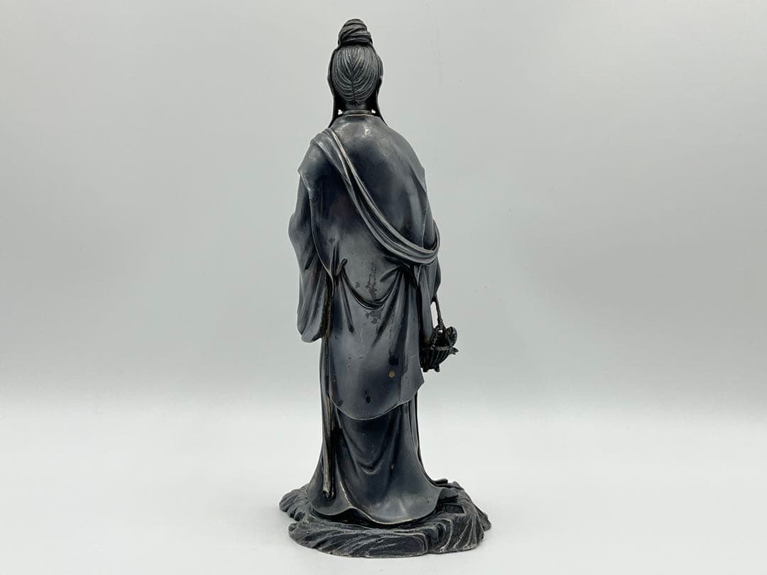 銀製品 骨董 魚藍観音 木箱付き