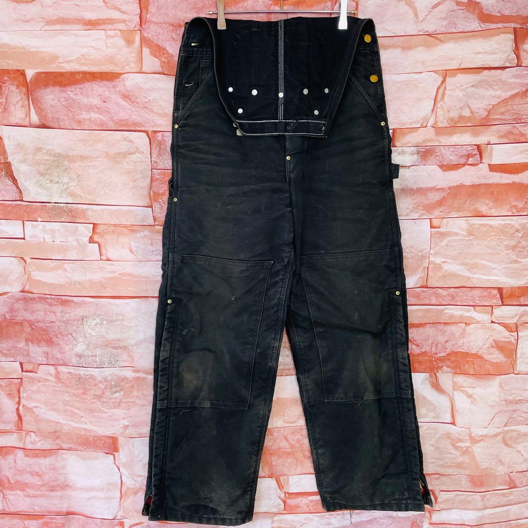 【激レア】カーハートcarhartt ダブルニーオーバーオール　80s星タグL黒
