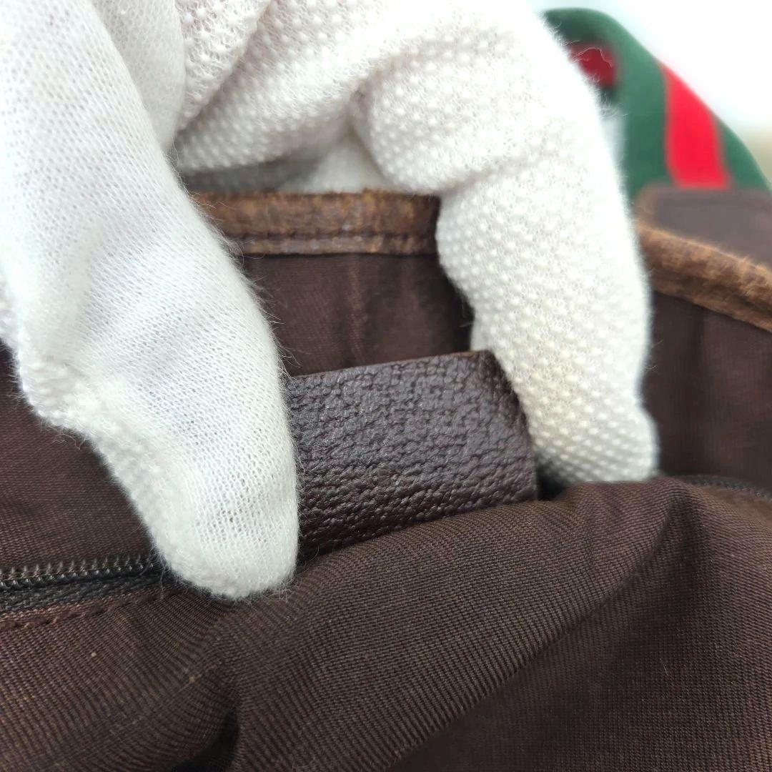 GUCCI シェリーライン GGキャンバス ホースビット ハンドバッグ ブラウン