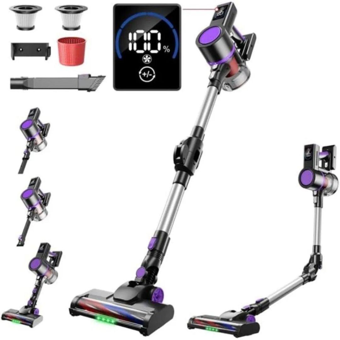 コードレス 掃除機 ８０分連続稼働 曲がるスティック サイクロン式 LCD液晶
